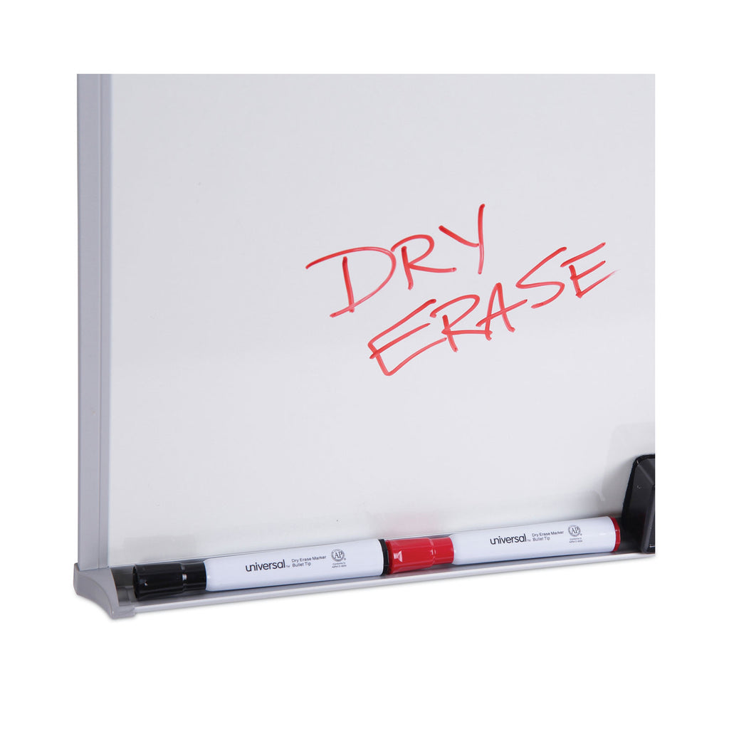Melamine Dry Erase Board with Aluminum Frame, 48 x 36, White Surface, Anodized Aluminum Frame - 