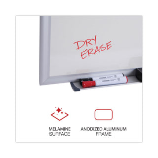 Deluxe Melamine Dry Erase Board, 60 x 36, Melamine White Surface, Silver Anodized Aluminum Frame - 