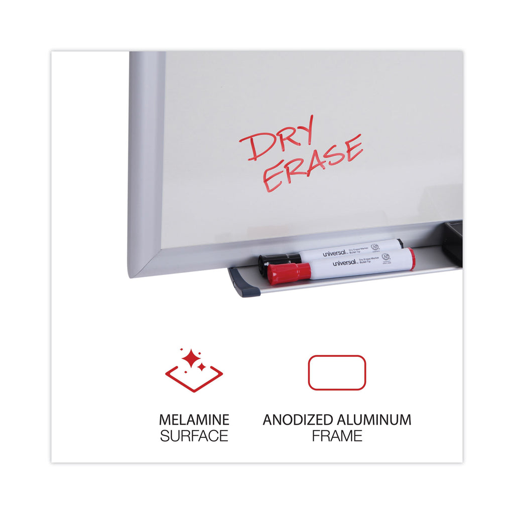 Deluxe Melamine Dry Erase Board, 96 x 48, Melamine White Surface, Silver Anodized Aluminum Frame - 