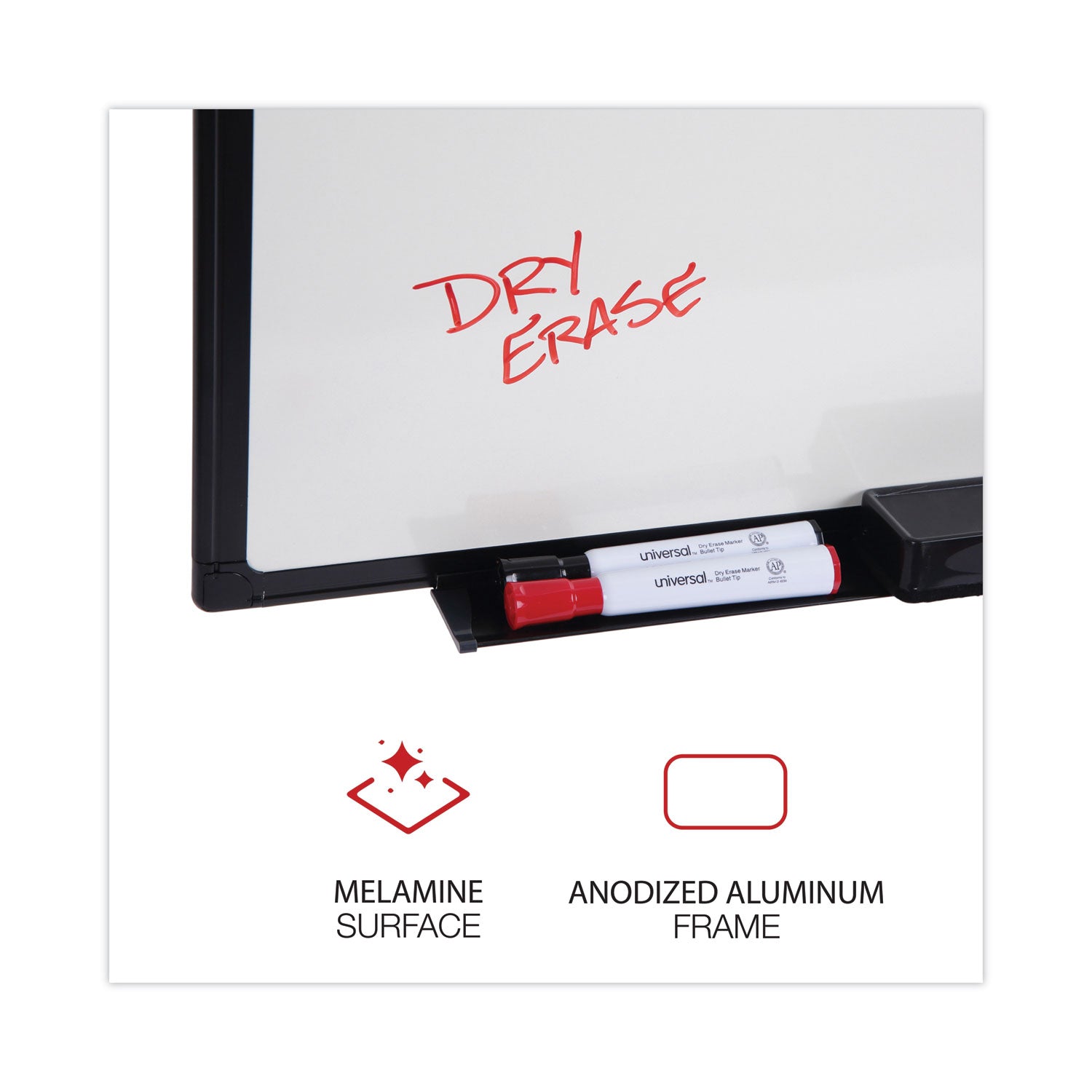 Design Series Deluxe Dry Erase Board, 48 x 36, White Surface, Black Anodized Aluminum Frame - 