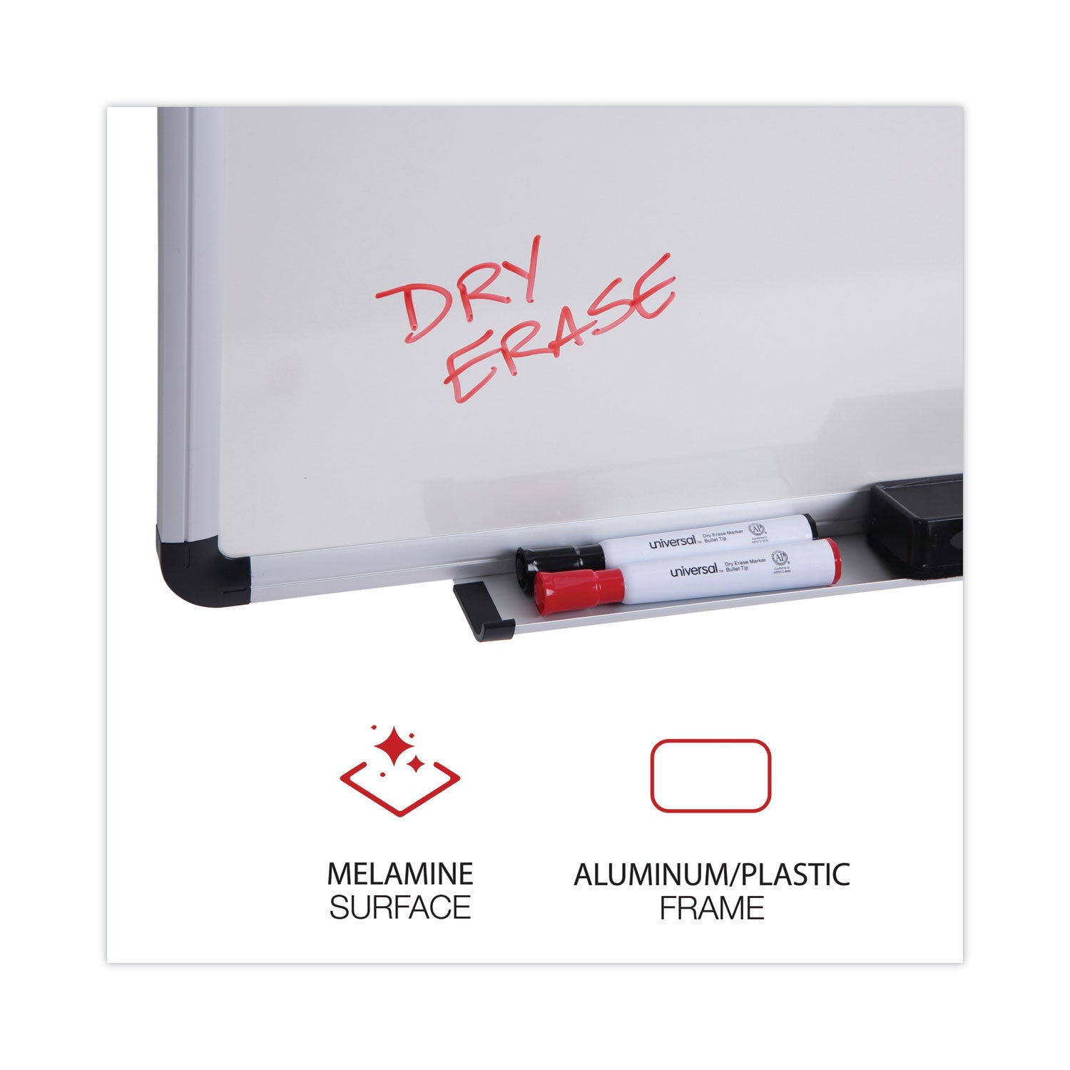 Modern Melamine Dry Erase Board with Aluminum Frame, 24 x 18, White Surface - 