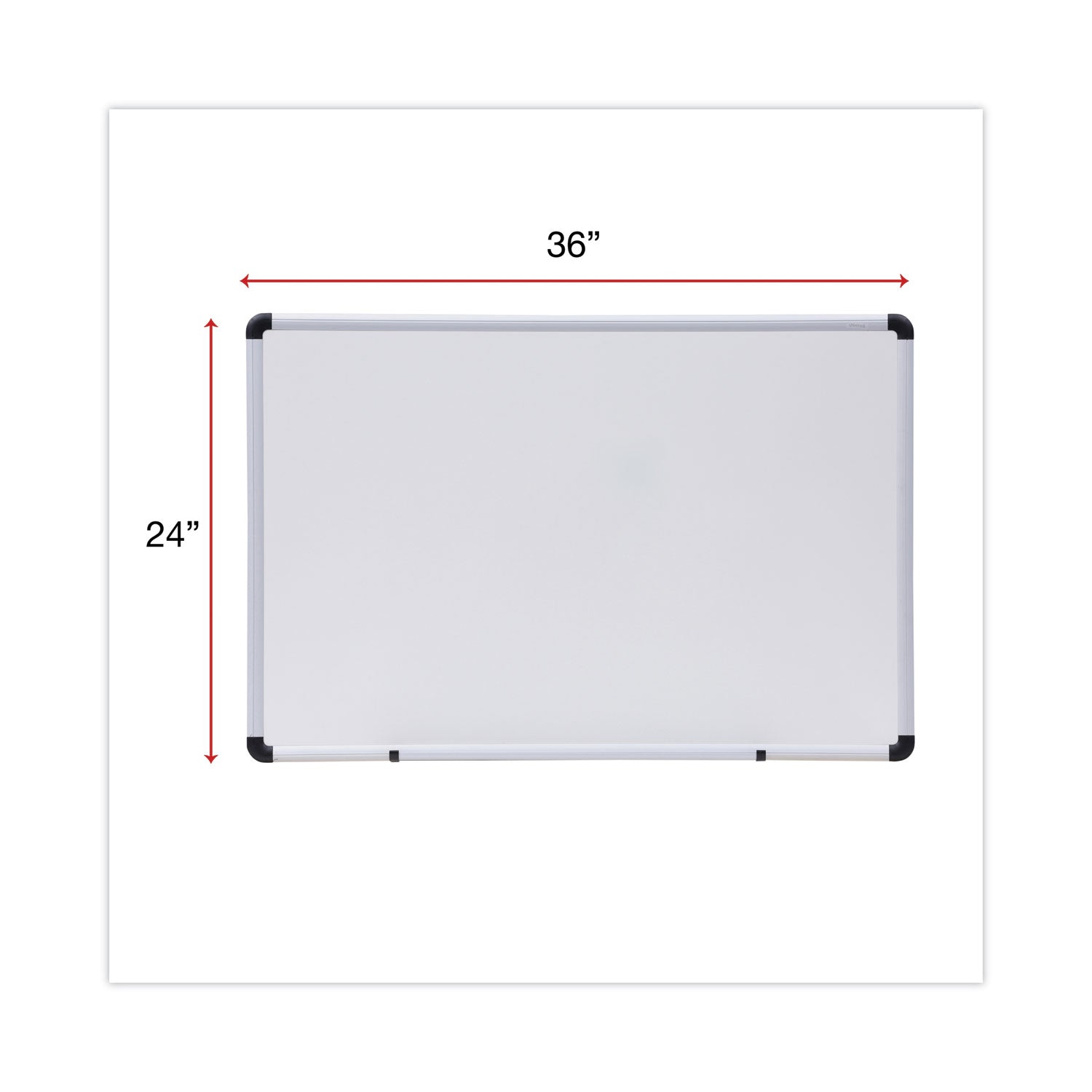 Modern Melamine Dry Erase Board with Aluminum Frame, 36 x 24, White Surface - 