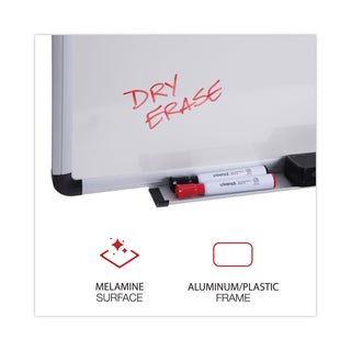 Modern Melamine Dry Erase Board with Aluminum Frame, 48 x 36, White Surface - 