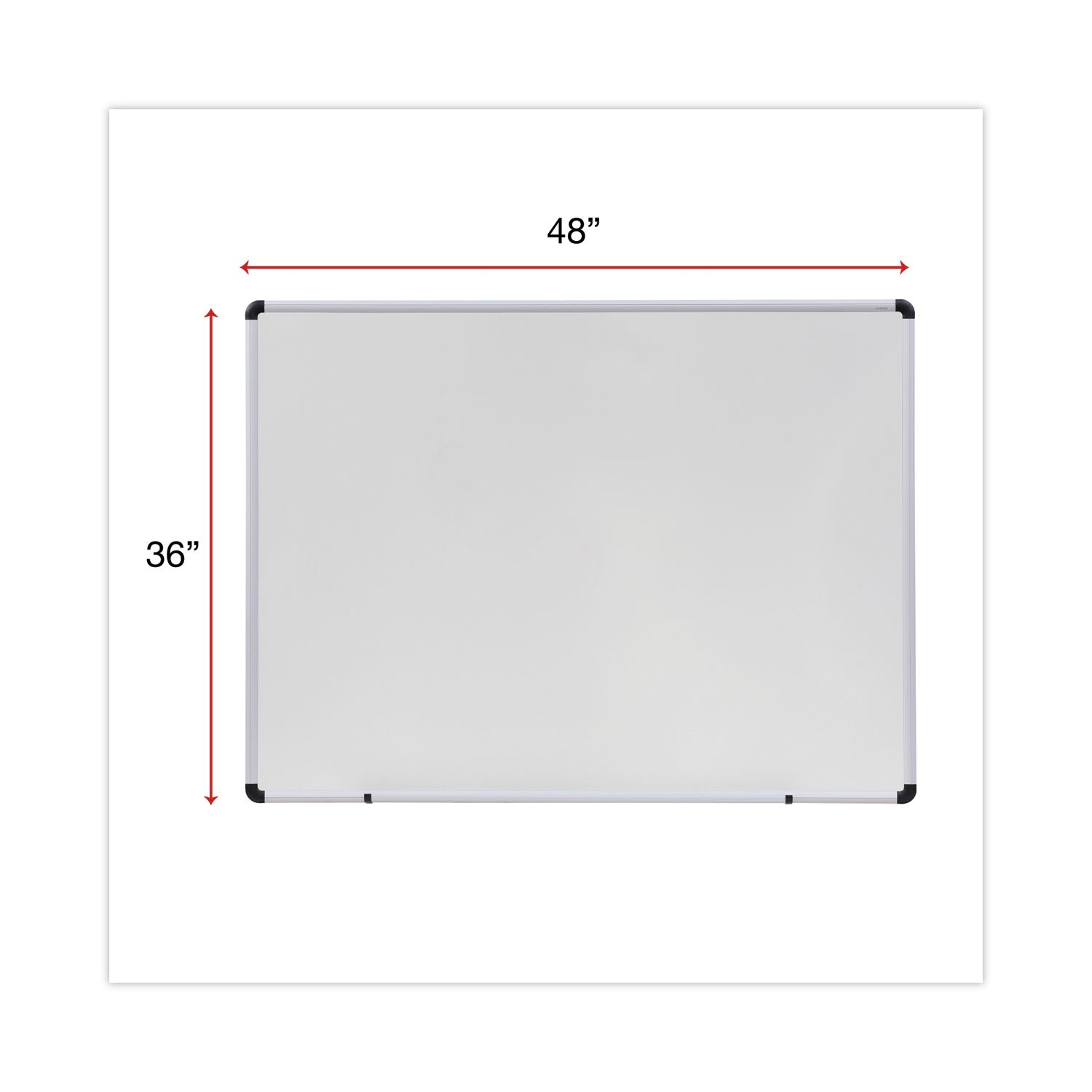 Modern Melamine Dry Erase Board with Aluminum Frame, 48 x 36, White Surface - 