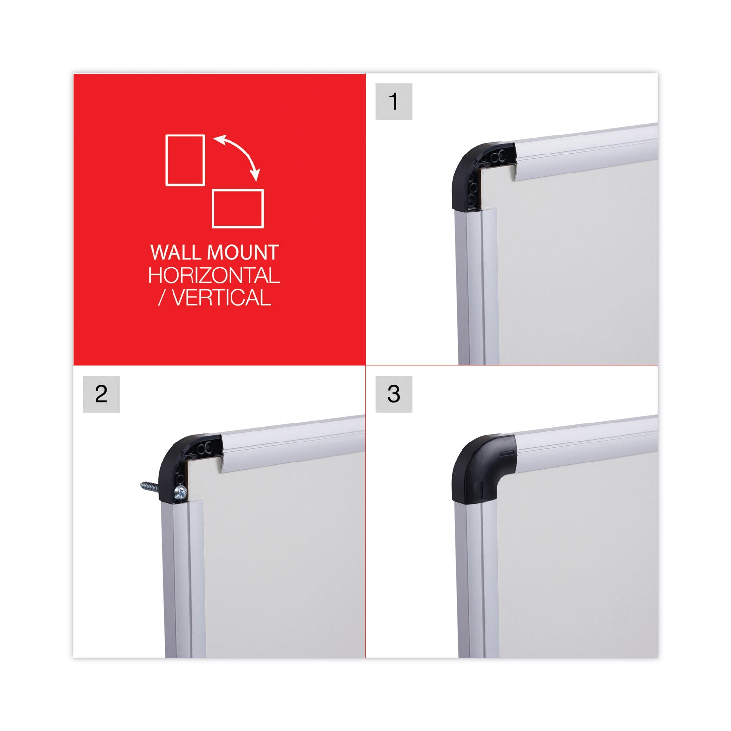 Modern Melamine Dry Erase Board with Aluminum Frame, 48 x 36, White Surface - 