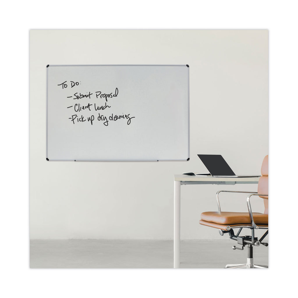 Modern Melamine Dry Erase Board with Aluminum Frame, 72 x 48, White Surface - 