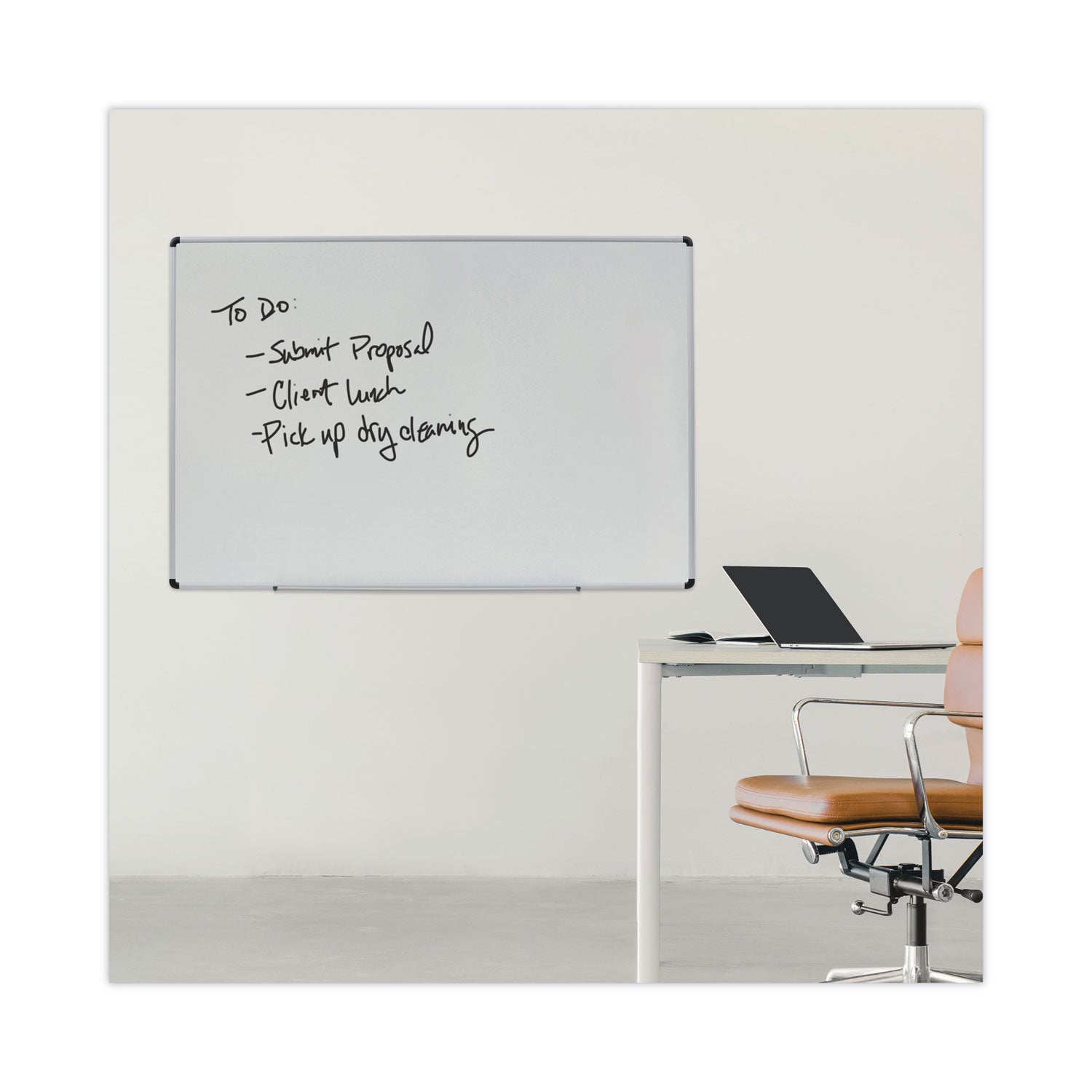 Modern Melamine Dry Erase Board with Aluminum Frame, 72 x 48, White Surface - 