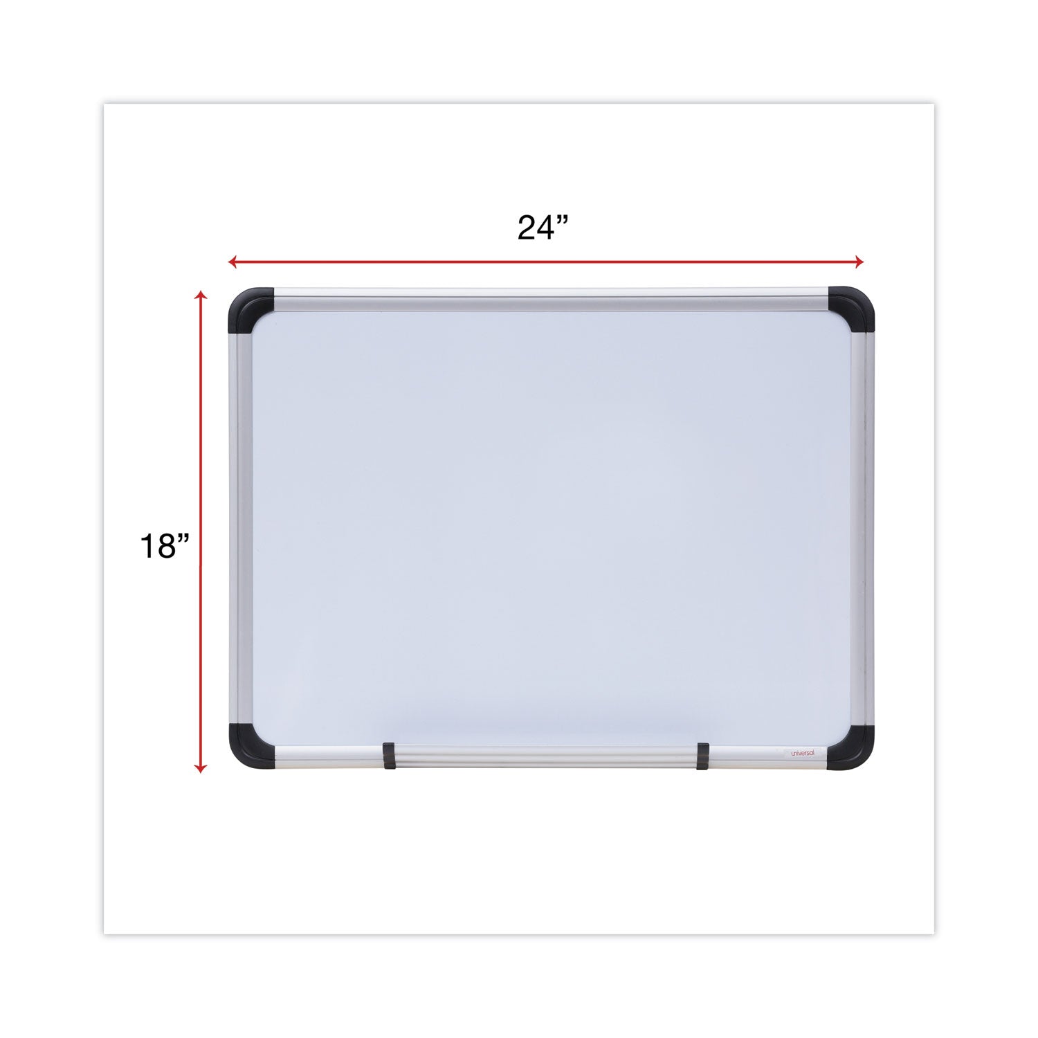 Magnetic Steel Dry Erase Marker Board, 24 x 18, White Surface, Aluminum/Plastic Frame - 