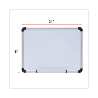 Magnetic Steel Dry Erase Marker Board, 24 x 18, White Surface, Aluminum/Plastic Frame - 