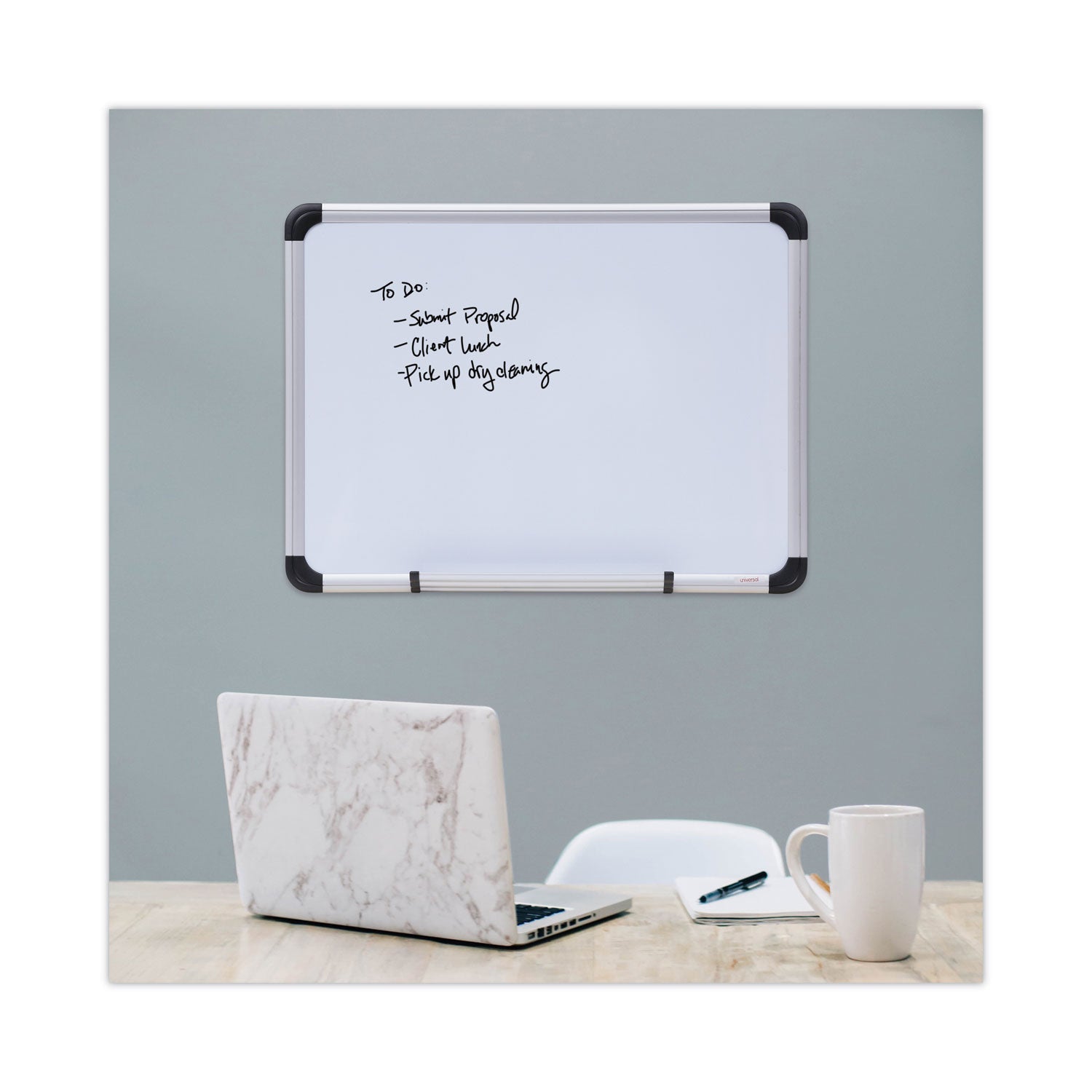 Magnetic Steel Dry Erase Marker Board, 24 x 18, White Surface, Aluminum/Plastic Frame - 