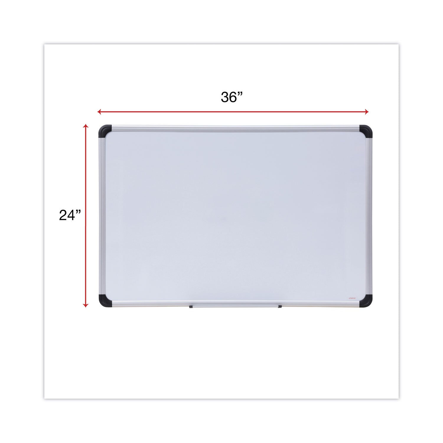 Magnetic Steel Dry Erase Marker Board, 36 x 24, White Surface, Aluminum/Plastic Frame - 