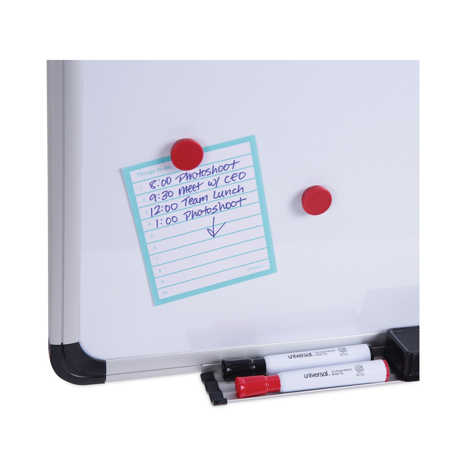 Magnetic Steel Dry Erase Marker Board, 36 x 24, White Surface, Aluminum/Plastic Frame - 