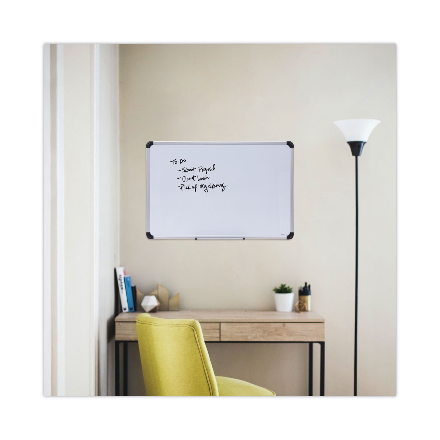 Magnetic Steel Dry Erase Marker Board, 36 x 24, White Surface, Aluminum/Plastic Frame - 