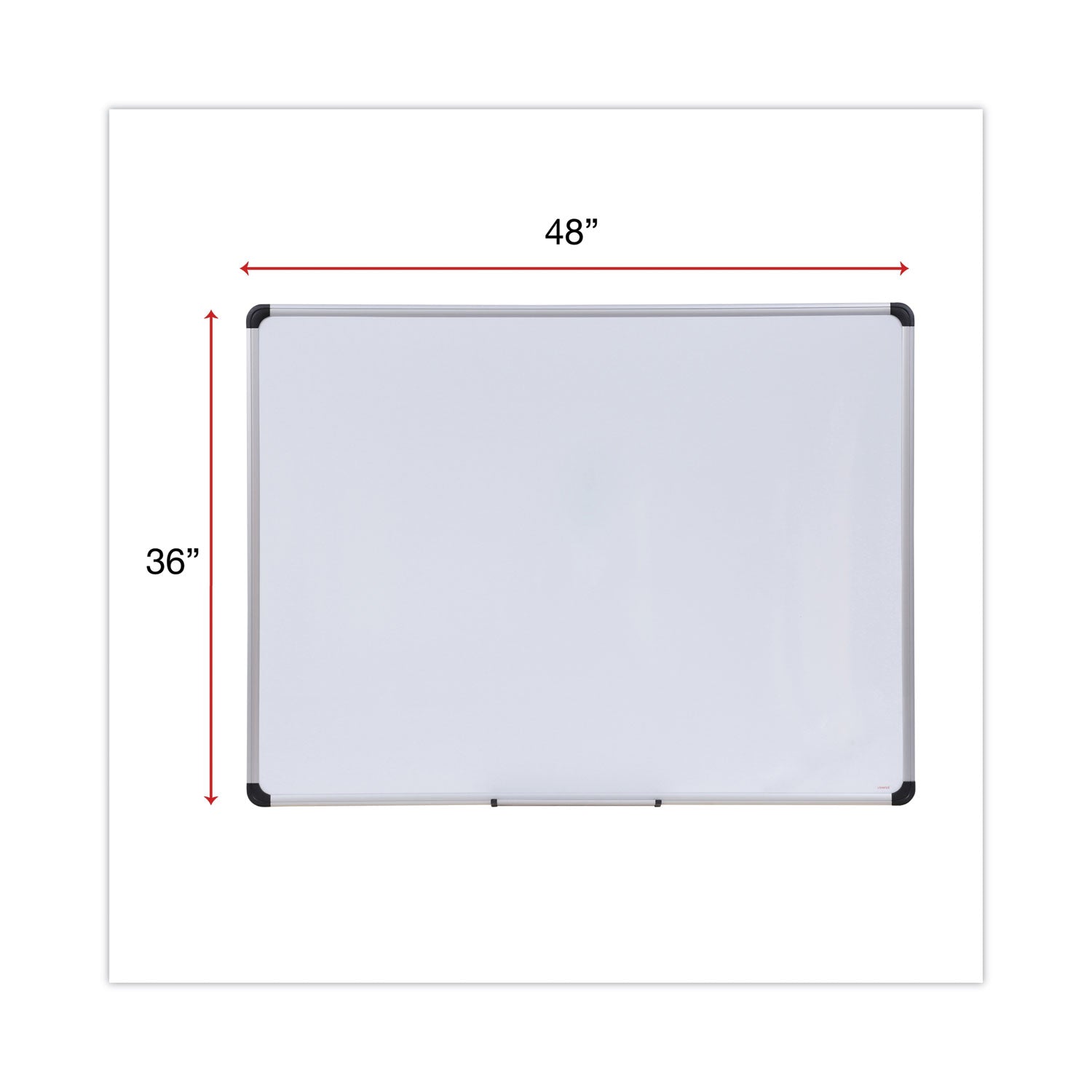 Magnetic Steel Dry Erase Marker Board, 48 x 36, White Surface, Aluminum/Plastic Frame - 