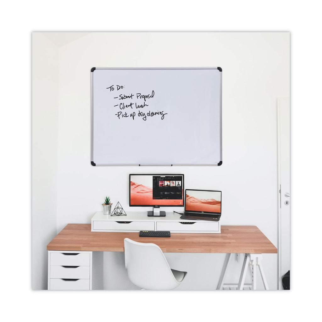 Magnetic Steel Dry Erase Marker Board, 48 x 36, White Surface, Aluminum/Plastic Frame - 