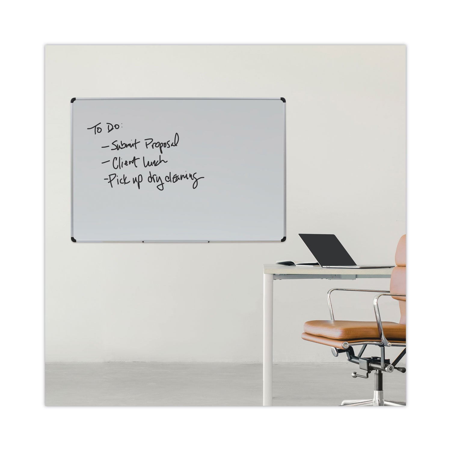 Magnetic Steel Dry Erase Marker Board, 72 x 48, White Surface, Aluminum/Plastic Frame - 
