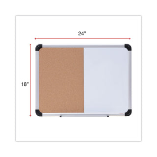 Cork/Dry Erase Board, Melamine, 24 x 18, Tan/White Surface, Gray/Black Aluminum/Plastic Frame - 