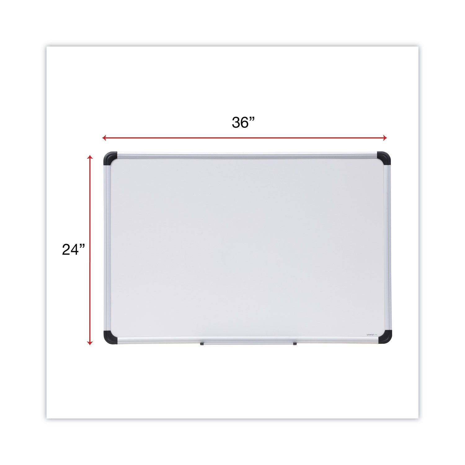 Deluxe Porcelain Magnetic Dry Erase Board, 36 x 24, White Surface, Silver/Black Aluminum Frame - 