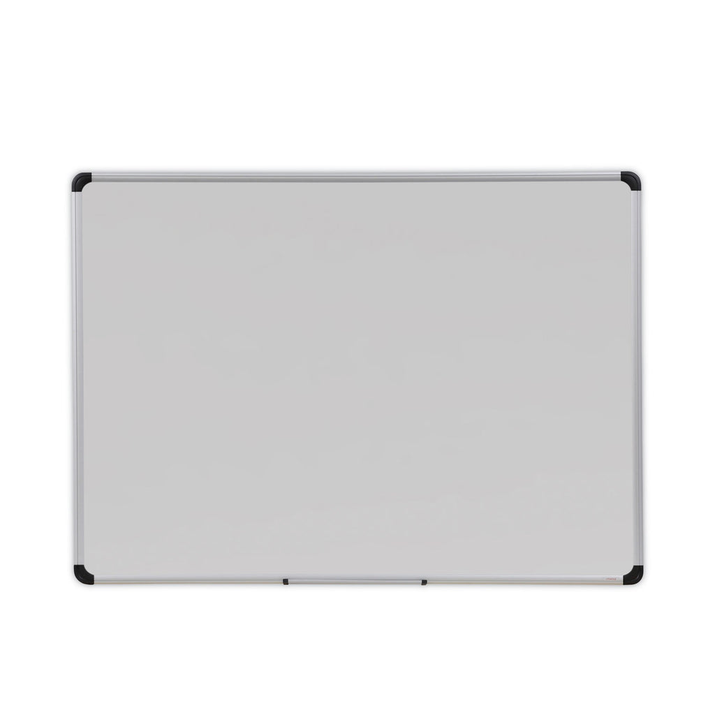 Deluxe Porcelain Magnetic Dry Erase Board, 48 x 36, White Surface, Silver/Black Aluminum Frame - 