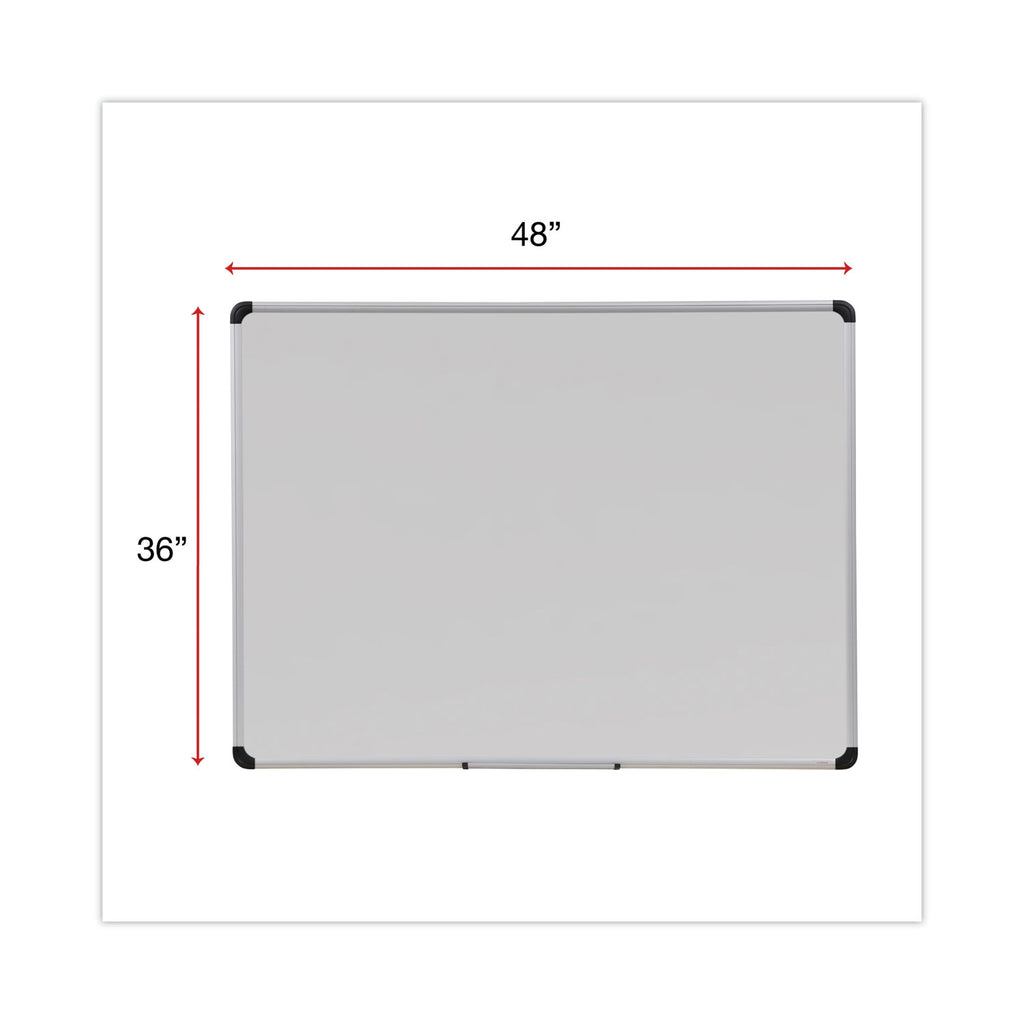 Deluxe Porcelain Magnetic Dry Erase Board, 48 x 36, White Surface, Silver/Black Aluminum Frame - 