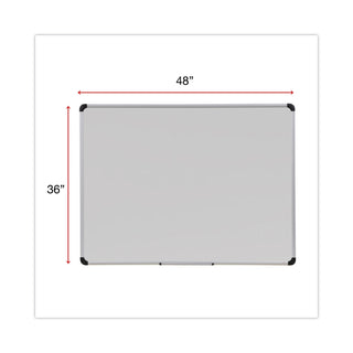 Deluxe Porcelain Magnetic Dry Erase Board, 48 x 36, White Surface, Silver/Black Aluminum Frame - 