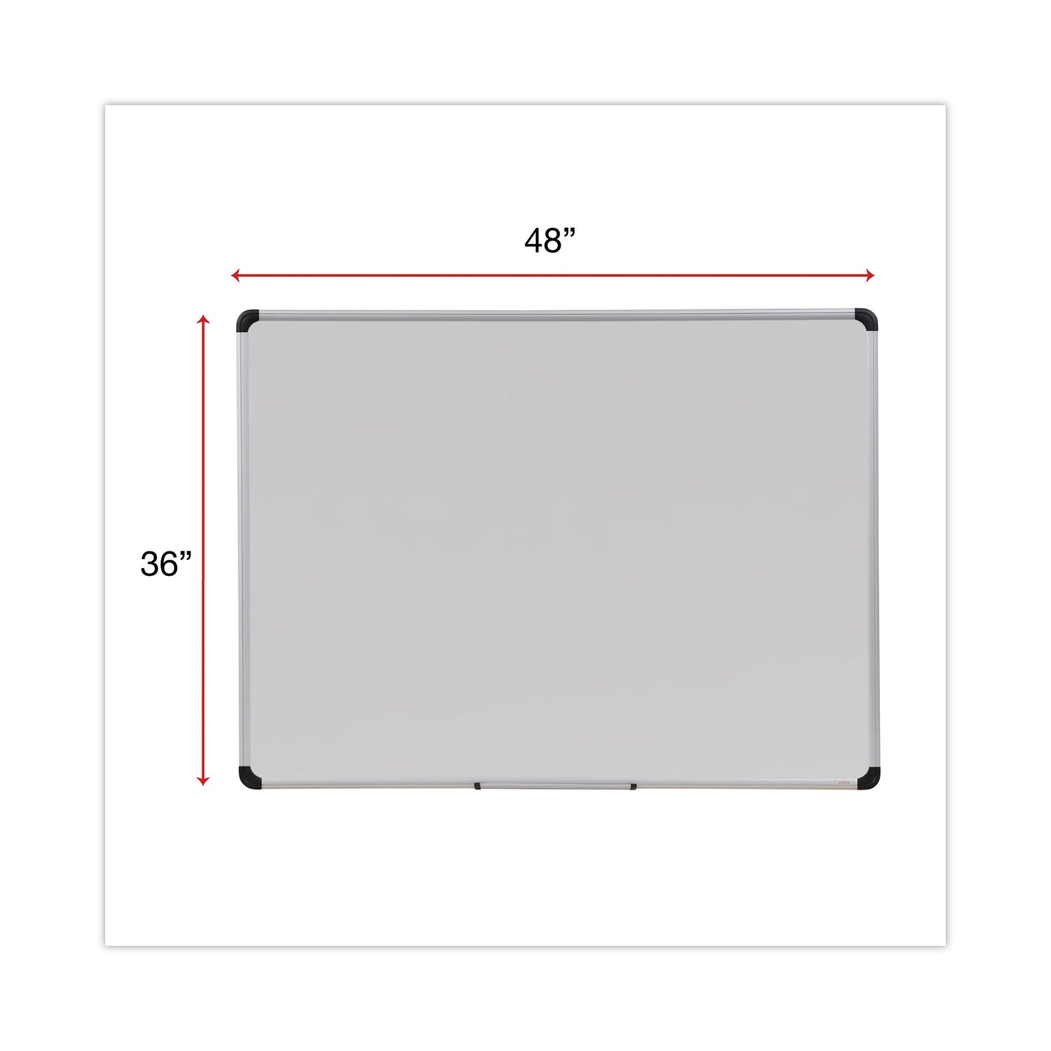 Deluxe Porcelain Magnetic Dry Erase Board, 48 x 36, White Surface, Silver/Black Aluminum Frame - 