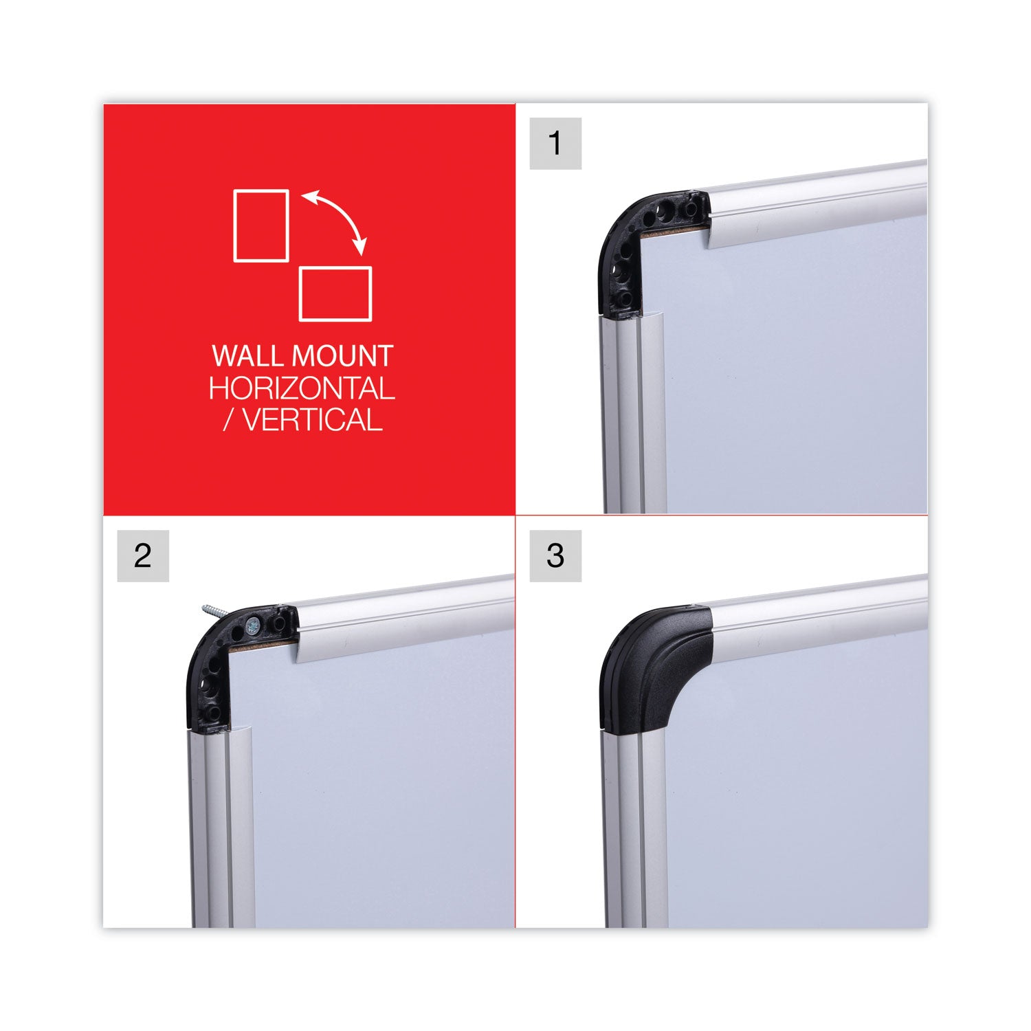 Deluxe Porcelain Magnetic Dry Erase Board, 48 x 36, White Surface, Silver/Black Aluminum Frame - 