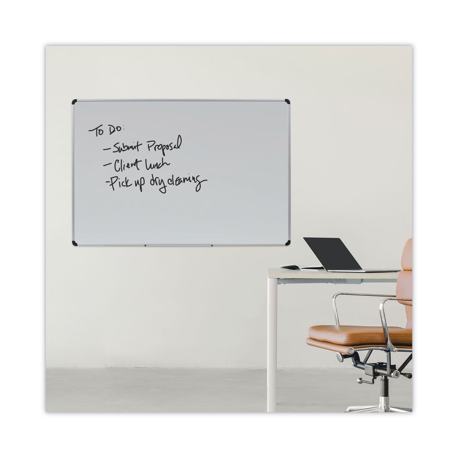 Deluxe Porcelain Magnetic Dry Erase Board, 72 x 48, White Surface, Silver/Black Aluminum Frame - 