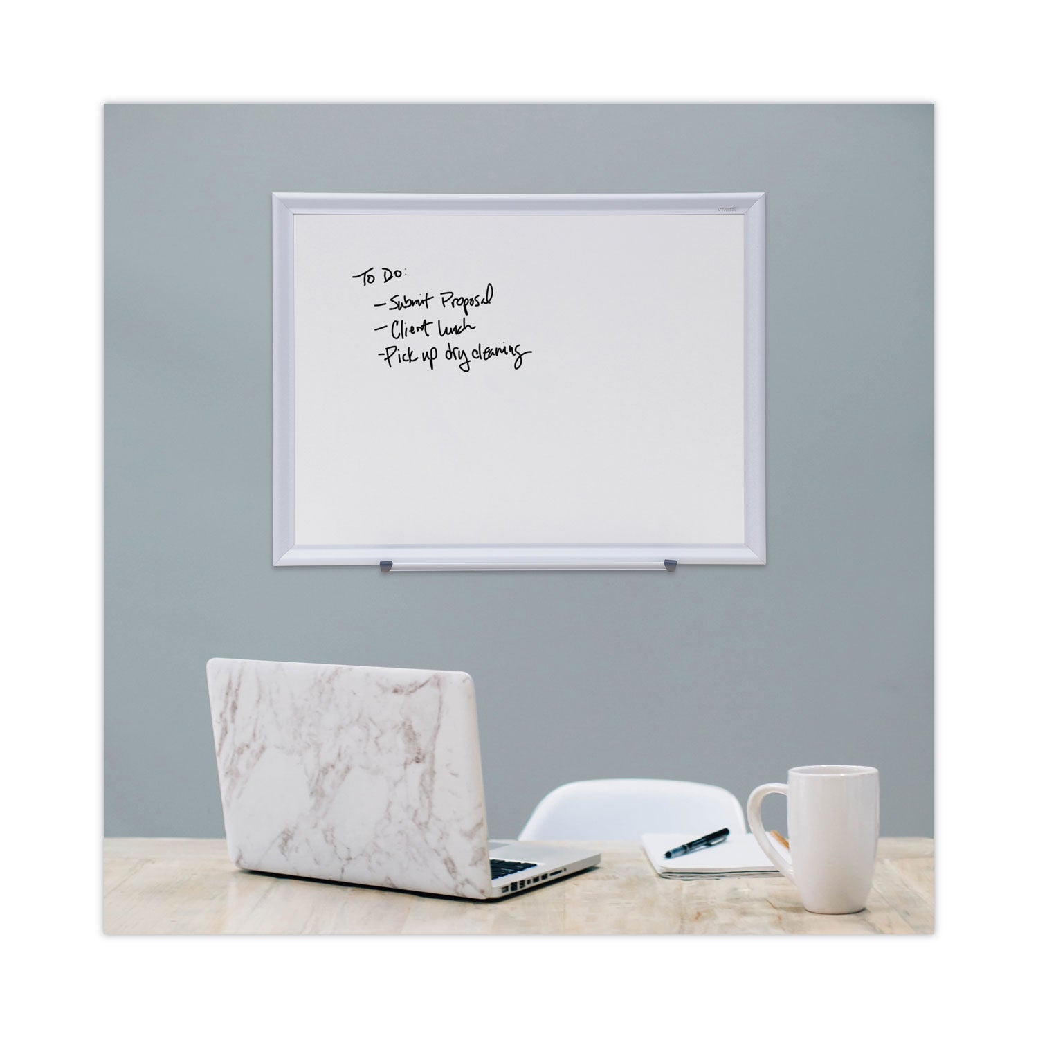 Deluxe Melamine Dry Erase Board, 24 x 18, Melamine White Surface, Silver Aluminum Frame - 