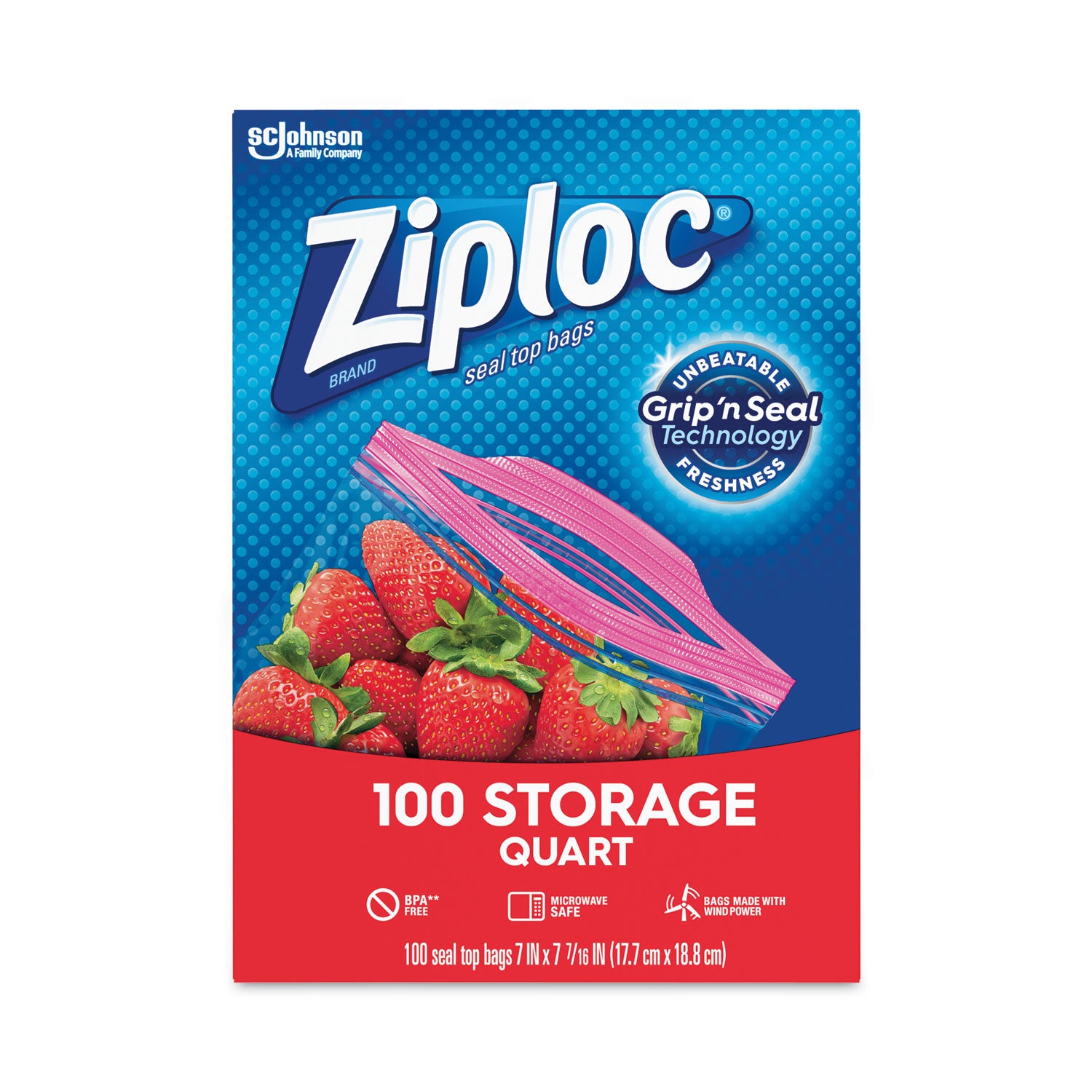 Seal Top Bags, 1 qt, 7.44" x 7", Clear, 100/Box