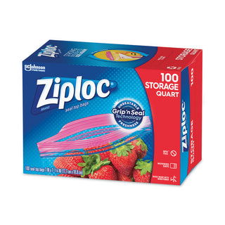 Seal Top Bags, 1 qt, 7.44" x 7", Clear, 100/Box