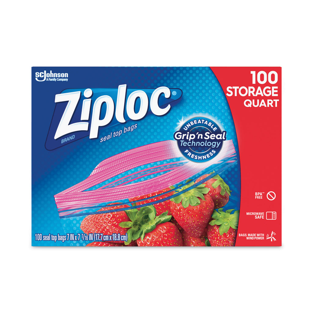 Seal Top Bags, 1 qt, 7.44" x 7", Clear, 100/Box