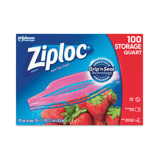 Seal Top Bags, 1 qt, 7.44" x 7", Clear, 100/Box
