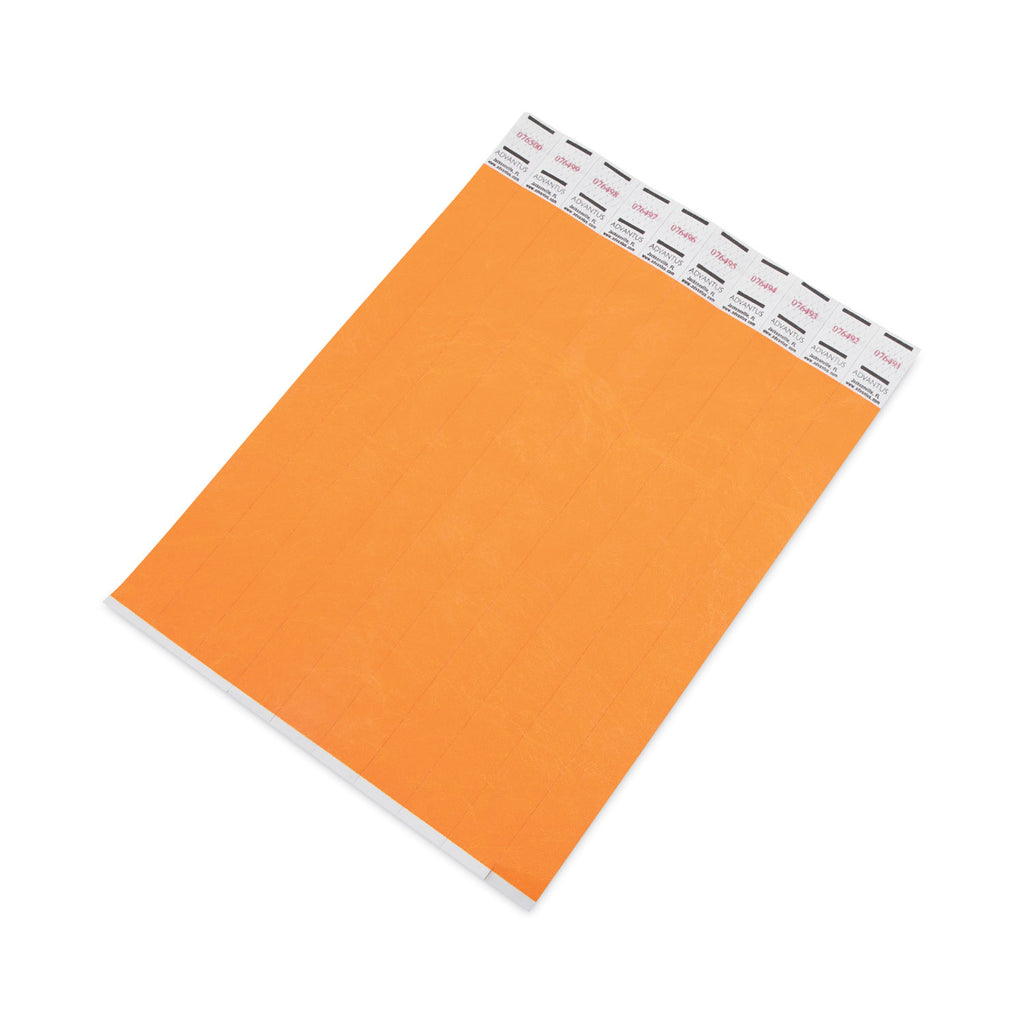 Crowd Management Wristbands, Sequentially Numbered, 9.75" x 0.75", Neon Orange, 500/Pack