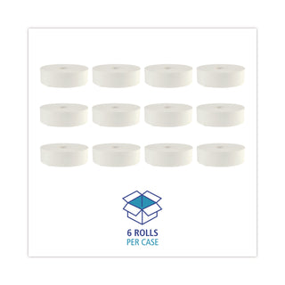 JRT Bath Tissue, Jumbo, Septic Safe, 2-Ply, White, 3.5" x 2,000 ft, 12" dia, 6 Rolls/Carton
