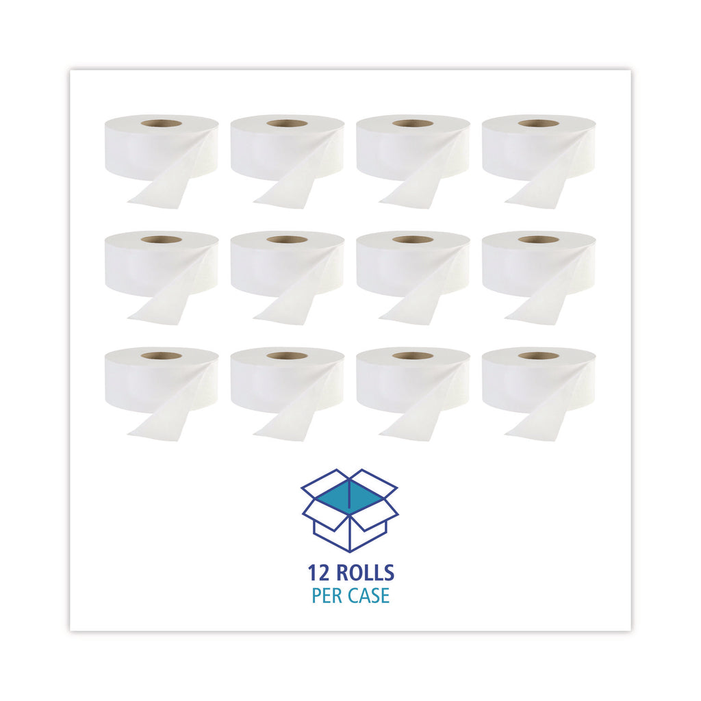 JRT Jr. Bath Tissue, Jumbo, Septic Safe, 1-Ply, White, 3.3" x 2,000 ft, 12/Carton