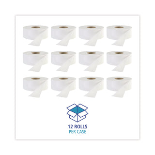 JRT Jr. Bath Tissue, Jumbo, Septic Safe, 1-Ply, White, 3.3" x 2,000 ft, 12/Carton