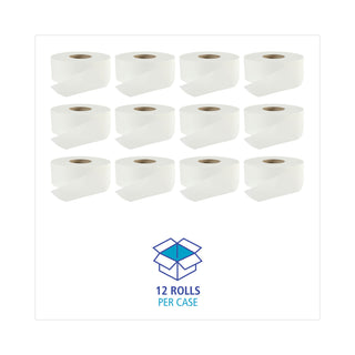 Jumbo Roll Bathroom Tissue, Septic Safe, 2-Ply, White, 3.2" x 525 ft, 12 Rolls/Carton