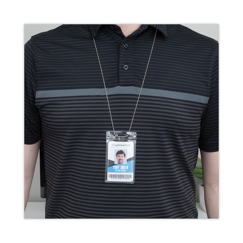 ID Badge Holder Chain, Metal Ball Chain Fastener, 36" Long, Nickel Plated, 100/Box