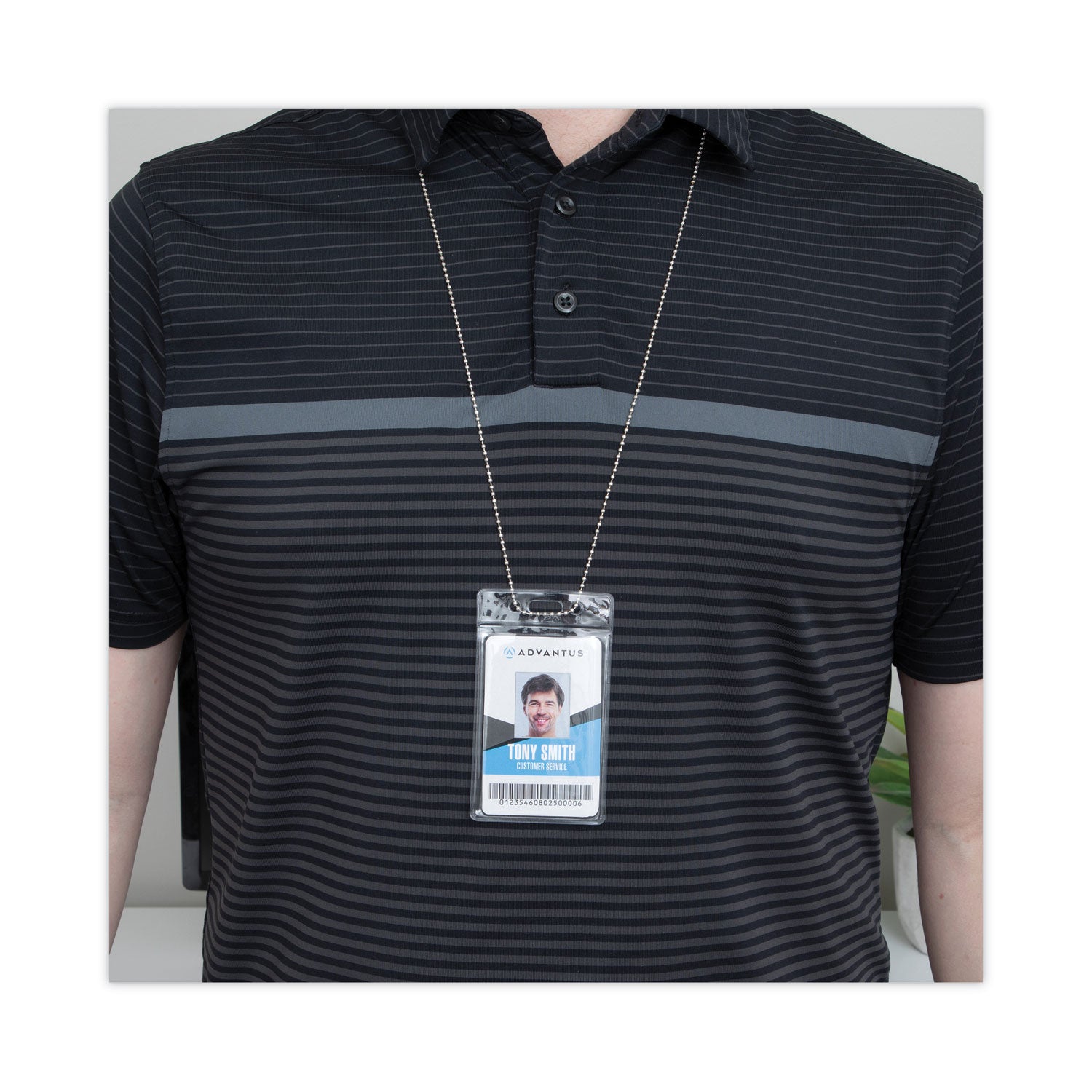 ID Badge Holder Chain, Metal Ball Chain Fastener, 36" Long, Nickel Plated, 100/Box