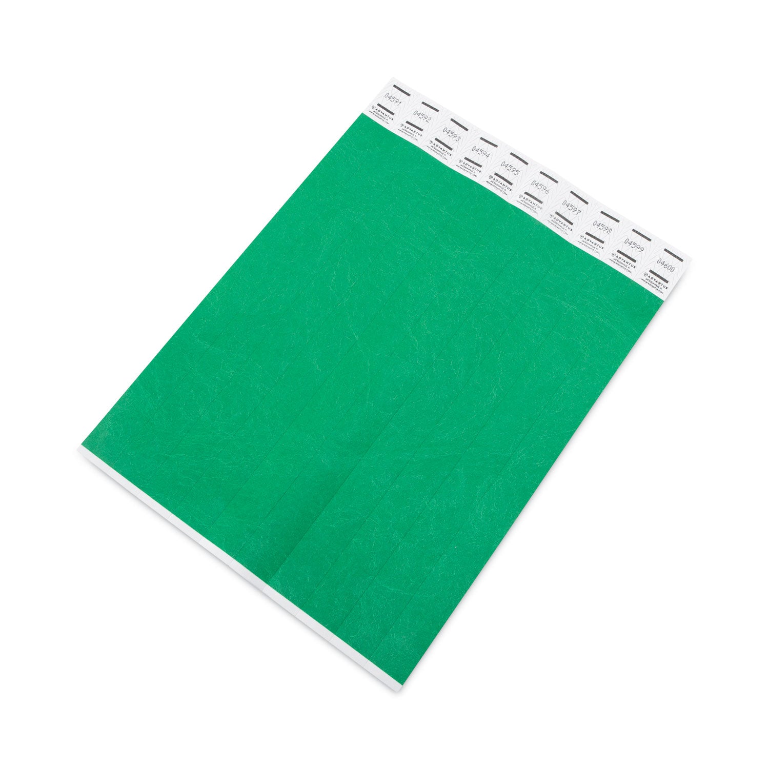 Crowd Management Wristbands, Sequentially Numbered, 9.75" x 0.75", Green, 500/Pack - 