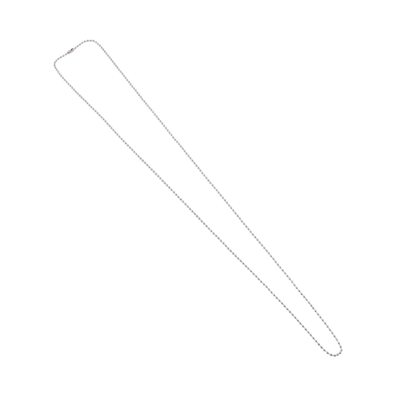 ID Badge Holder Chain, Metal Ball Chain Fastener, 36" Long, Nickel Plated, 100/Box