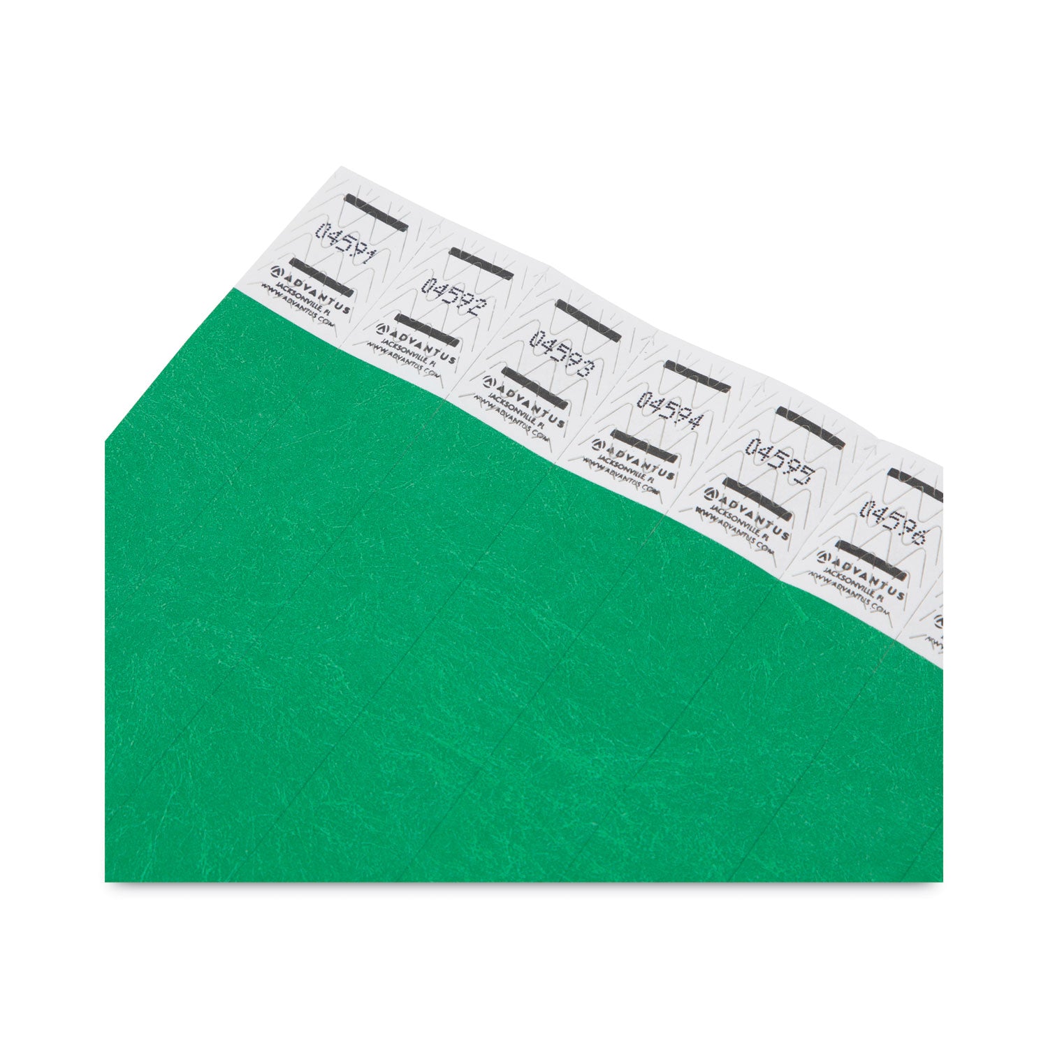 Crowd Management Wristbands, Sequentially Numbered, 10" x 0.75", Green, 100/Pack - 