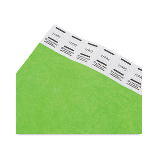 Crowd Management Wristbands, Sequentially Numbered, 9.75" x 0.75", Neon Green, 500/Pack