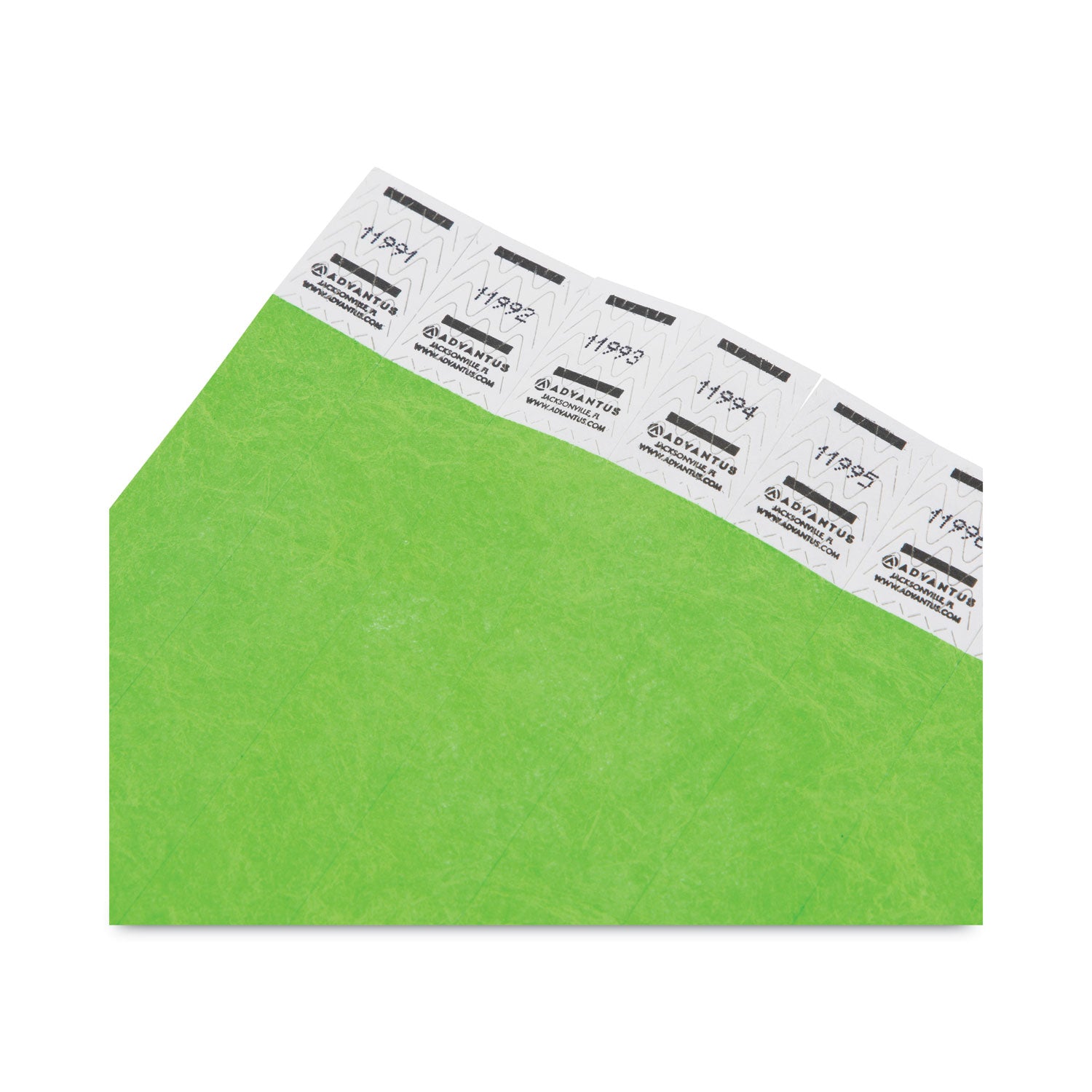 Crowd Management Wristbands, Sequentially Numbered, 9.75" x 0.75", Neon Green, 500/Pack