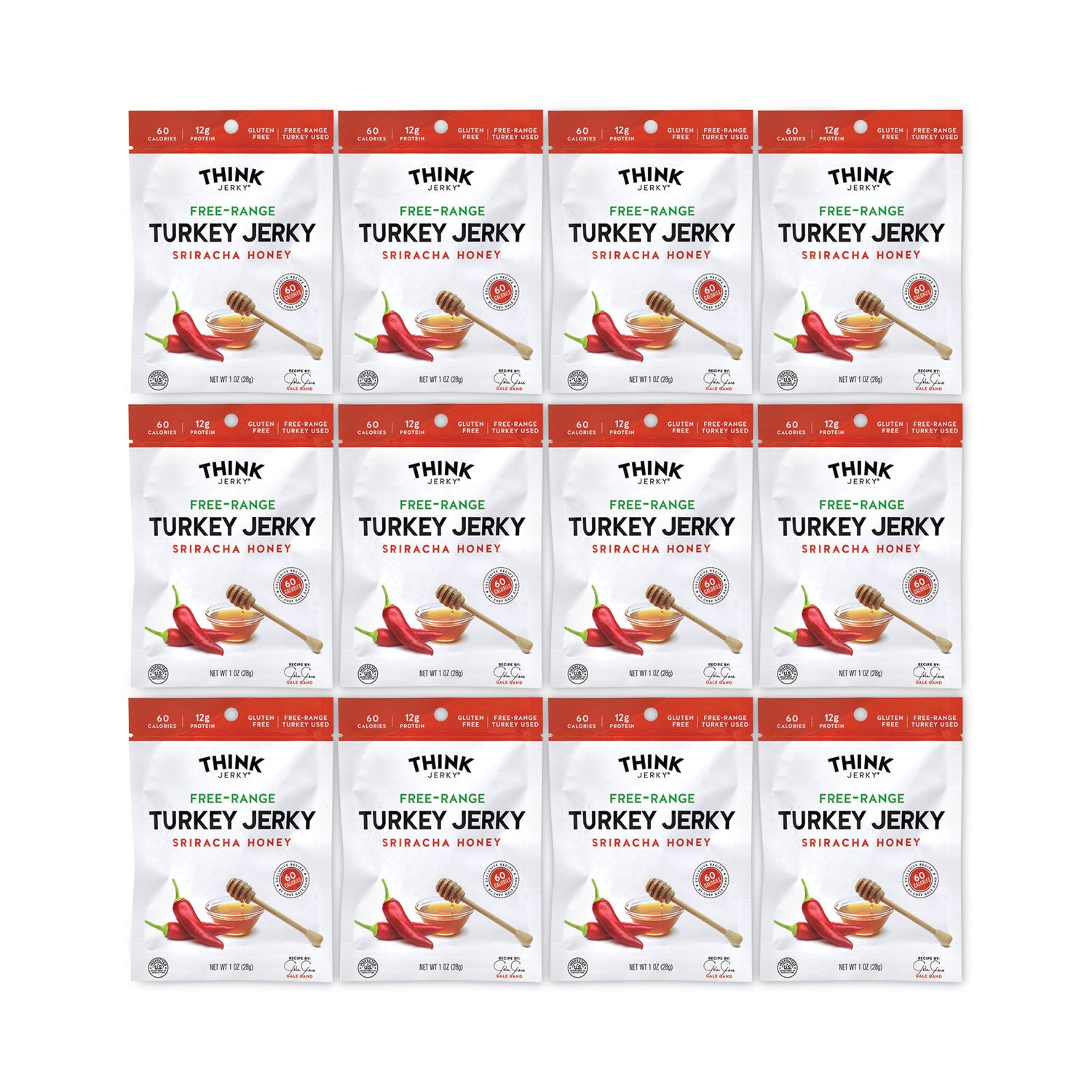 Sriracha Honey Turkey Jerky, 1 oz Pouch, 12/Pack, Ships in 1-3 Business Days