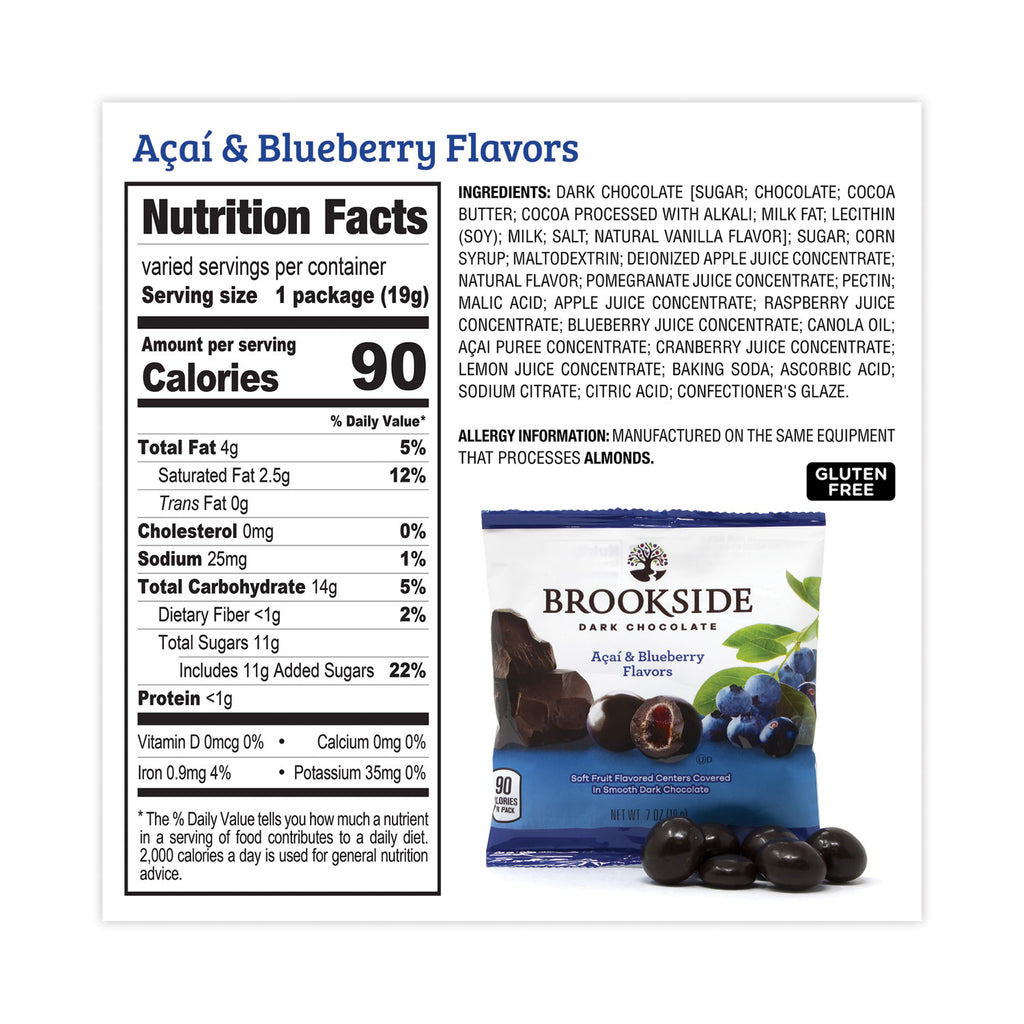 Dark Chocolate Fruit, Acai Blueberry and Pomegranate, 30 Pouches/Carton, Ships in 1-3 Business Days