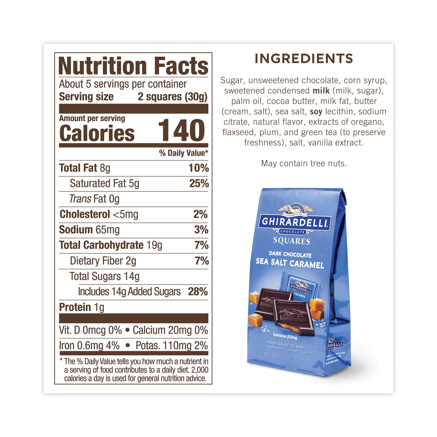 Dark and Sea Salt Caramel Chocolate Squares, 5.32 oz Packs, 3 Count, Ships in 1-3 Business Days