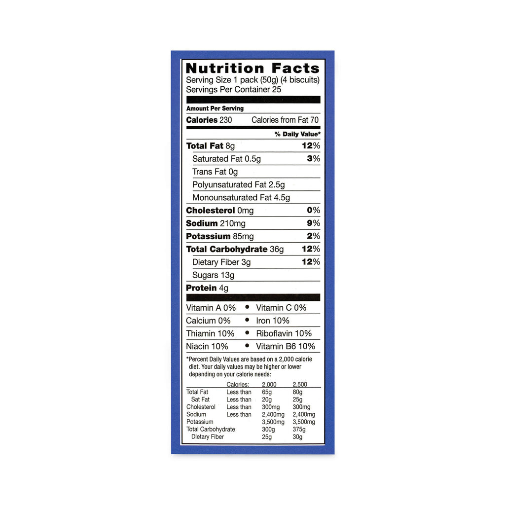 belVita Breakfast Biscuits, Blueberry, 1.76 oz Pack, 25 Packs/Carton, Ships in 1-3 Business Days