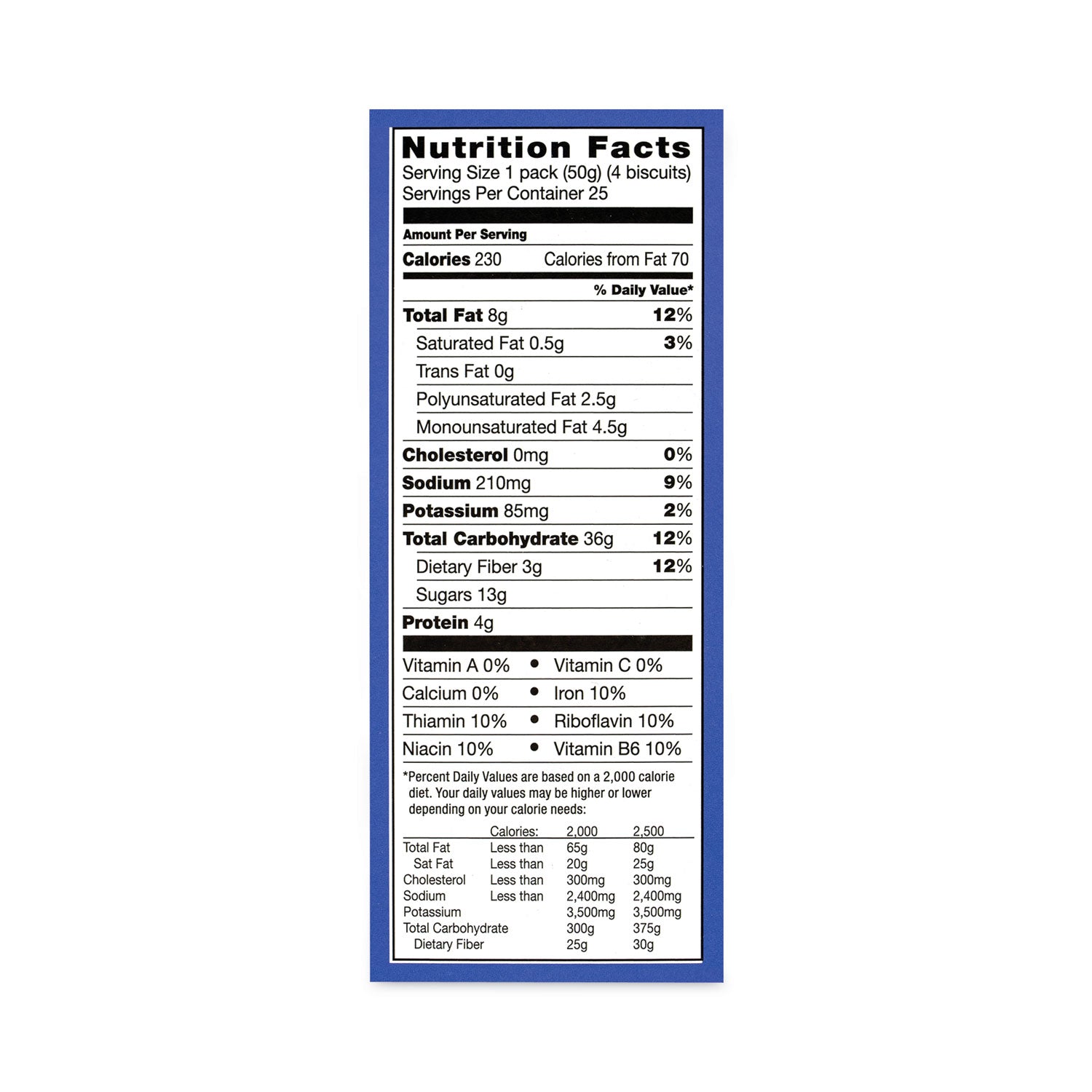 belVita Breakfast Biscuits, Blueberry, 1.76 oz Pack, 25 Packs/Carton, Ships in 1-3 Business Days